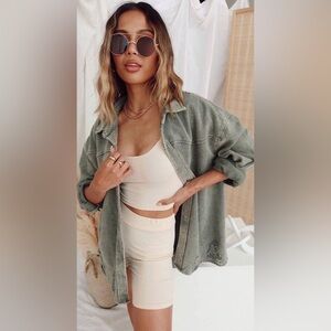 12th Tribe Shacket Distressed Oversized OS